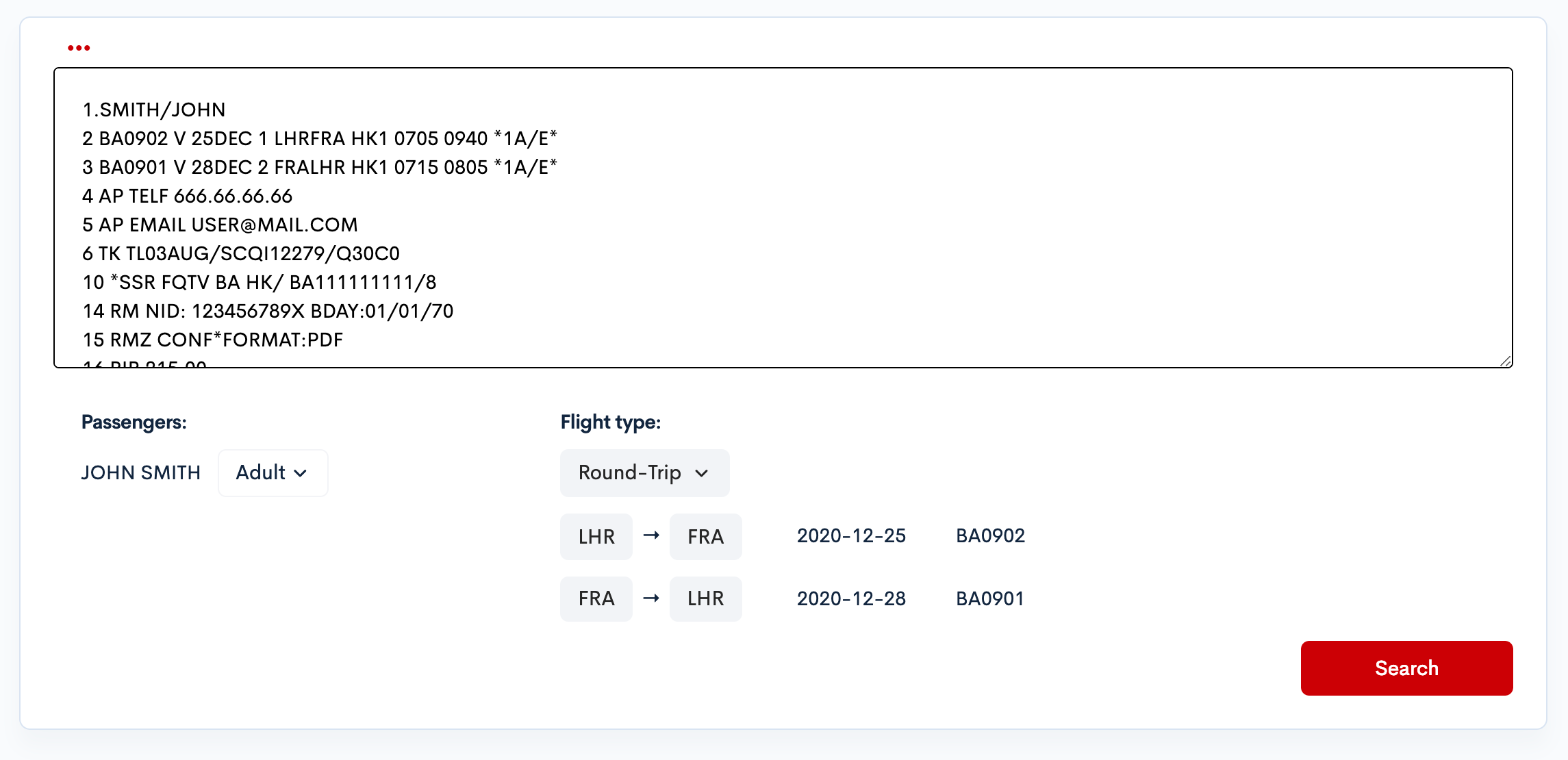 Bookingpad PNR Search - Paste PNR