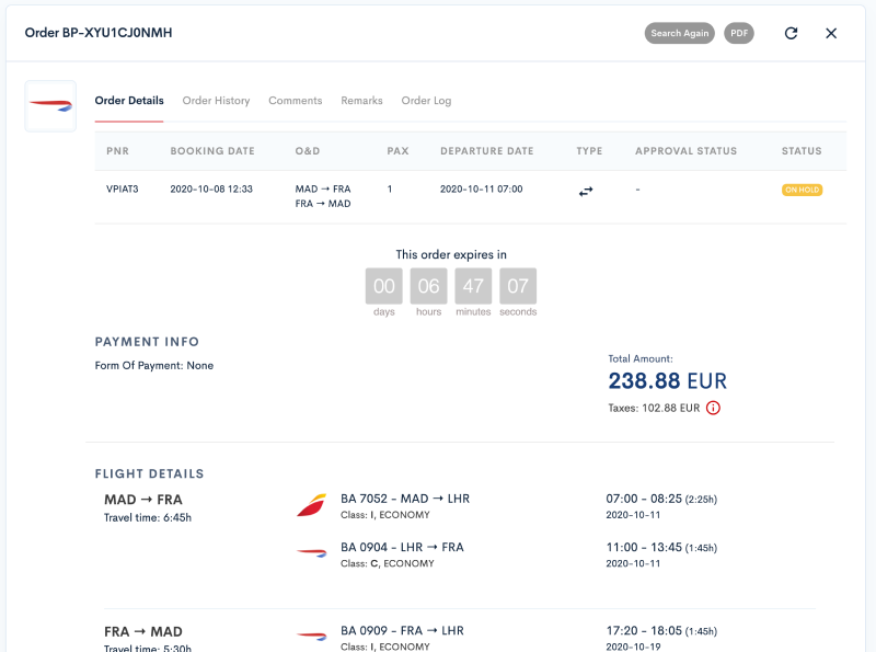Image of Order On-hold Detail in NDC Order Management