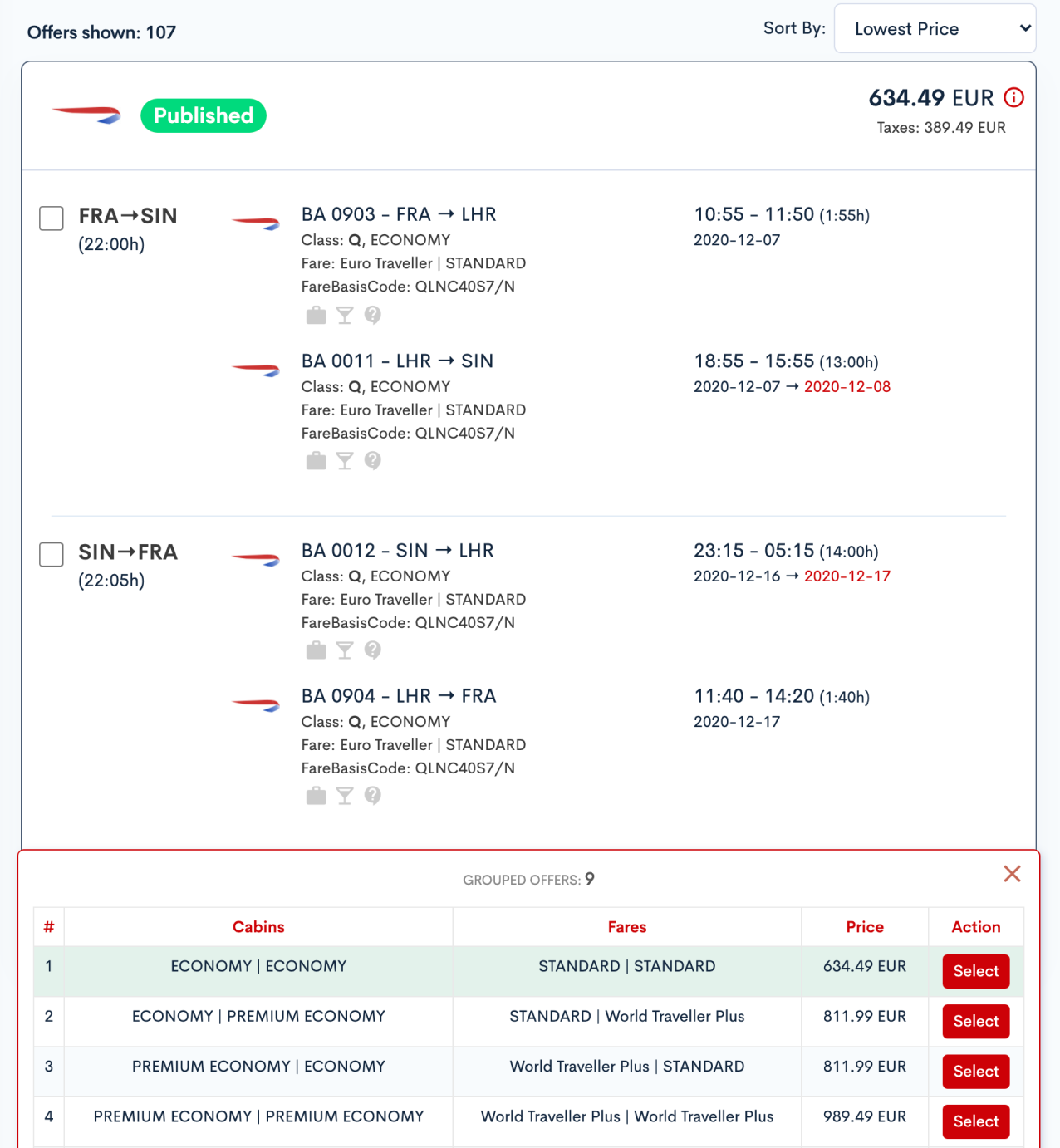 Image of Bookingpad Shopping Results Detailed Offer view