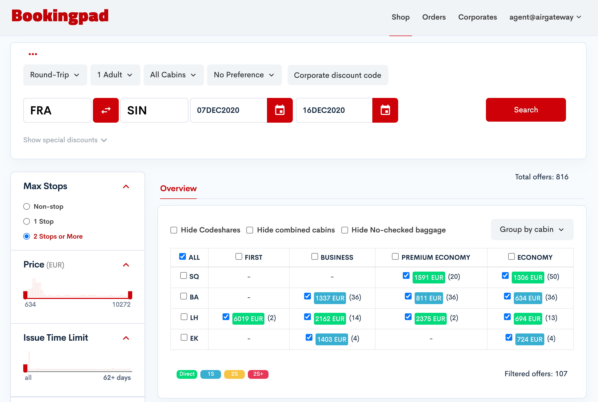 Image of Bookingpad Shopping Page